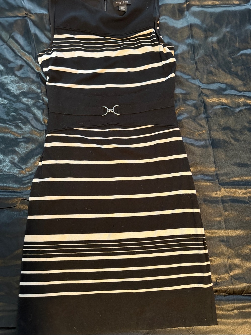 White House black market Black & White Striped Sleeveless Sheath Dress